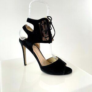 S*xy and Stunning! Paul Andrew ‘Laguardia’ Corset Sandal Heel in Black Suede!